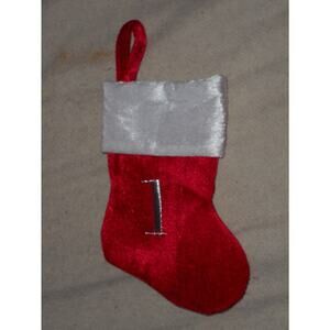 Lower Case l Monogram on red MINI Christmas Stocking 8"X6" by Merry Brite